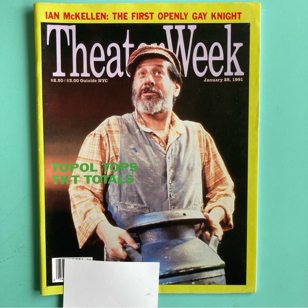 Topol Fiddler on the Roof Theater Week Magazine January 28 1991 Label Attached